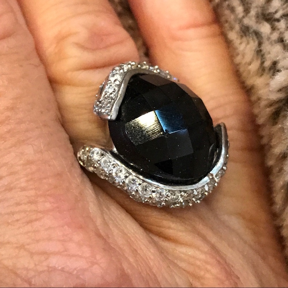 Black Stone Sterling Silver Ring - image 4